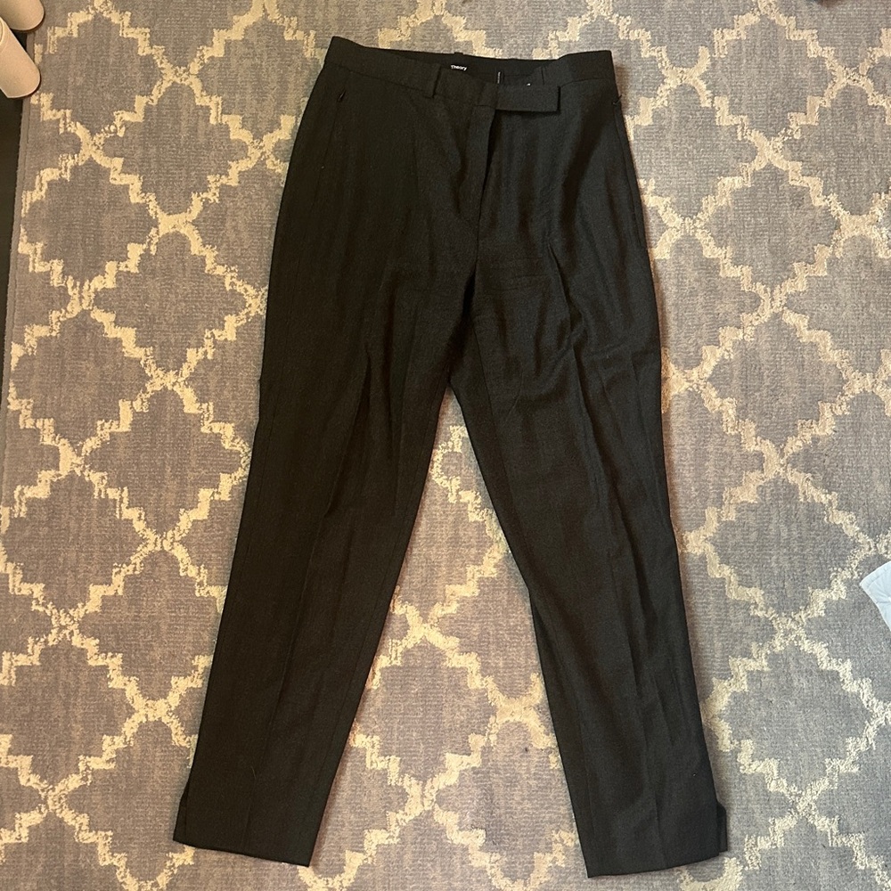 Theory Charcoal Straight Leg Trousers
